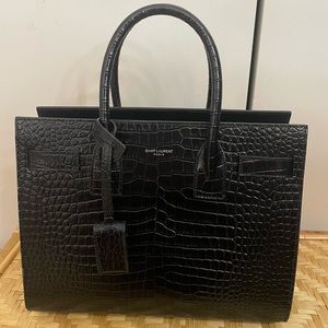 Saint Laurent Sac De Jour Baby in Crocodile Embossed Leather (NEW)